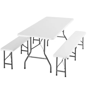 Campingtischgarnitur klappbar weiss