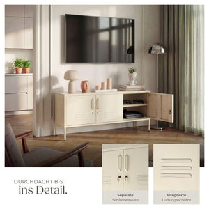 Sideboard Baker Metall abschliessbar beige 120 x 37,5 x 55,5 cm