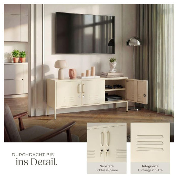 Sideboard Baker Metall abschliessbar beige 120 x 37,5 x 55,5 cm