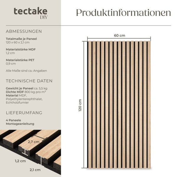 Akustikpaneele Sonic Wall Eiche hell 4er Set