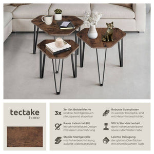 Beistelltisch-Set Torquay Industrial Holz dunkel, rustikal