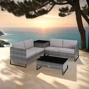 Rattanlounge Ostuni - grau