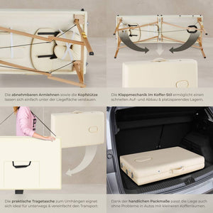 Lettino da massaggio a 2 zone con imbottitura da 5 cm, beige