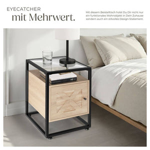 Nachttisch Kidderminster 40x43x60,5cm Industrial Holz hell, Eiche Sonoma