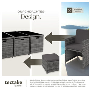 Aluminium Rattan Sitzgruppe New York 6+4+1, grau