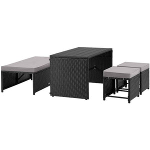 2-in-1-Rattanlounge-Set Monopoli schwarz