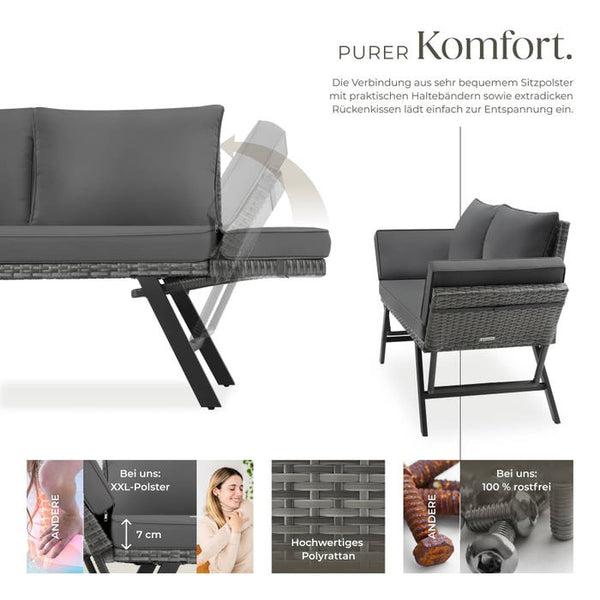 Rattan-Loungesofa Sintra grau