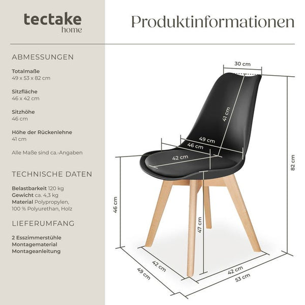Set Esszimmerstuhl Frederikke schwarz 2er Set