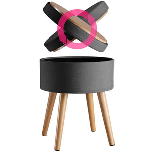 Sitzhocker Yara gepolstert in Leinenoptik 300kg mit Stauraum - dunkelgrau