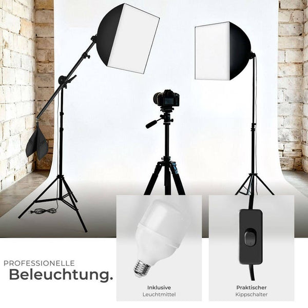 Studioleuchte mit Softbox, Stativ und Tasche