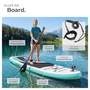 Stand-Up Paddle Board 2in1 Zenon weiss/türkis 320 cm mit Kamerahalterung