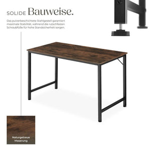Schreibtisch Jenkins Industrial Holz dunkel, rustikal 140 cm