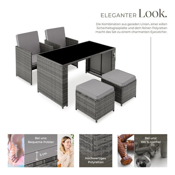 Rattan Sitzgruppe Palermo grau