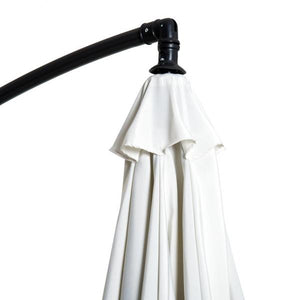 Sonnenschirm mit Kurbel Wetterbeständig 3 m x 3 m x 2,5 m Stahl Polyester Creme