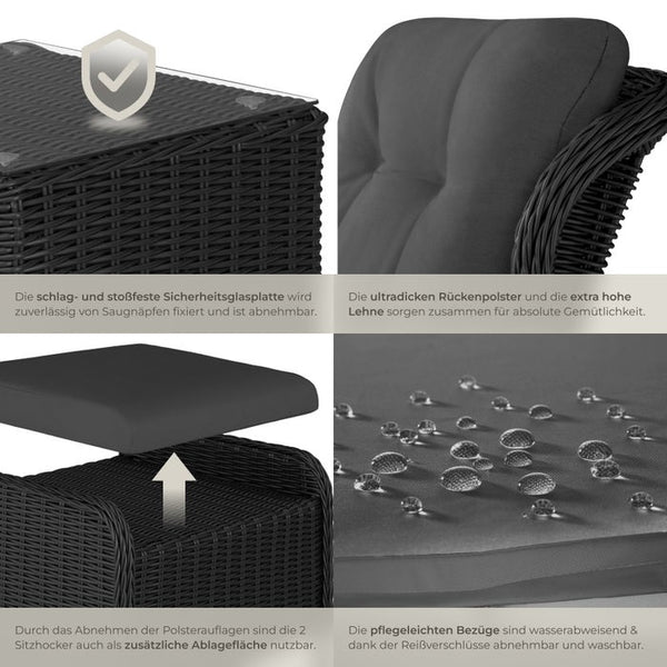 Rattan Sitzgruppe Benissa schwarz/grau