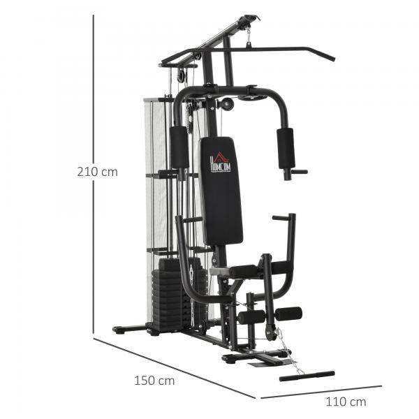 Gym Kraftstation Fitnessstation Multigym Fitnessgerät inkl. Gewichten Metall PU