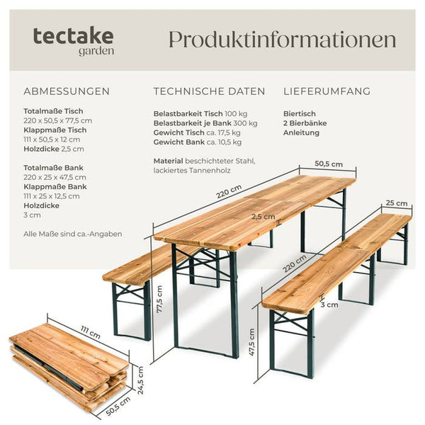 Bierzeltgarnitur 3-tlg. klappbar