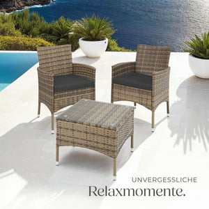 Rattan Gartenset Luzern 2+1 - natur