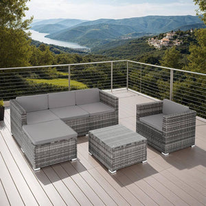 Rattan Lounge Lignano grau