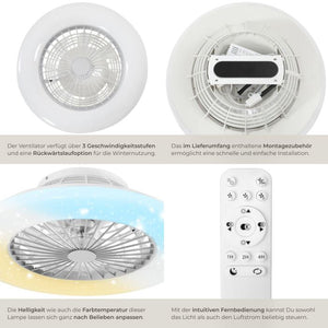 LED Deckenleuchte Storm mit Ventilator dimmbar weiss