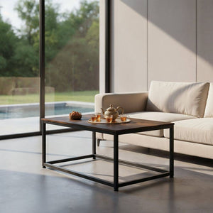 Couchtisch Lynch Industrial Holz dunkel, rustikal