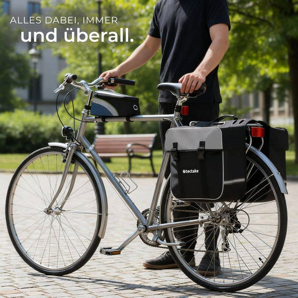 Set Fahrradtasche Georg und Fahrradrahmentasche schwarz/grün 18 x 8,5 x 8,5 cm