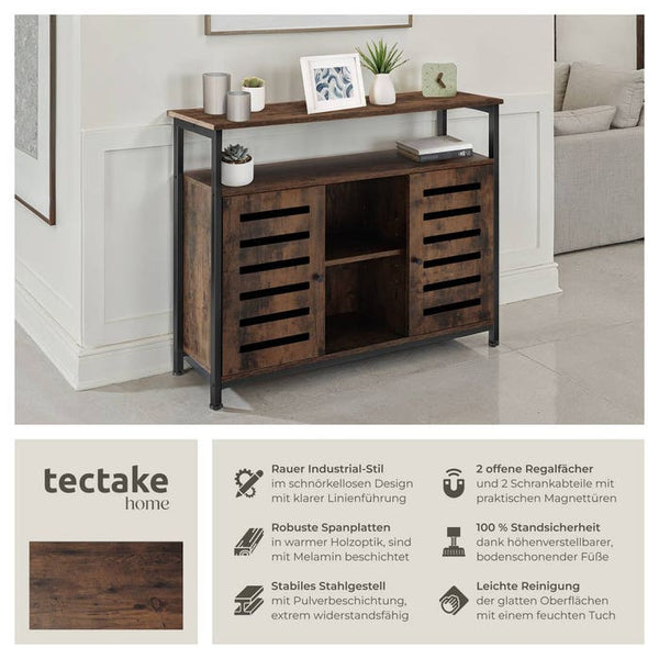 Sideboard Warrington 100x37x82cm Industrial dunkelbraun