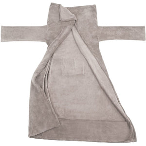 2 cuddly blankets with sleeves, grey, 180 x 150 cm