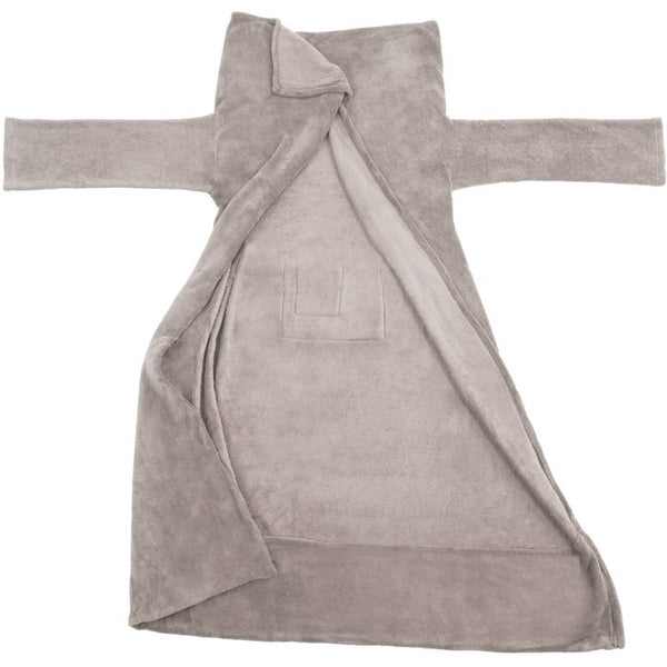 2 cuddly blankets with sleeves, grey, 180 x 150 cm