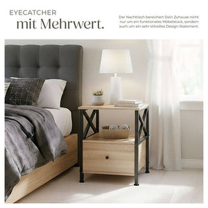 Nachttisch Falkirk Industrial Holz hell, Eiche Sonoma