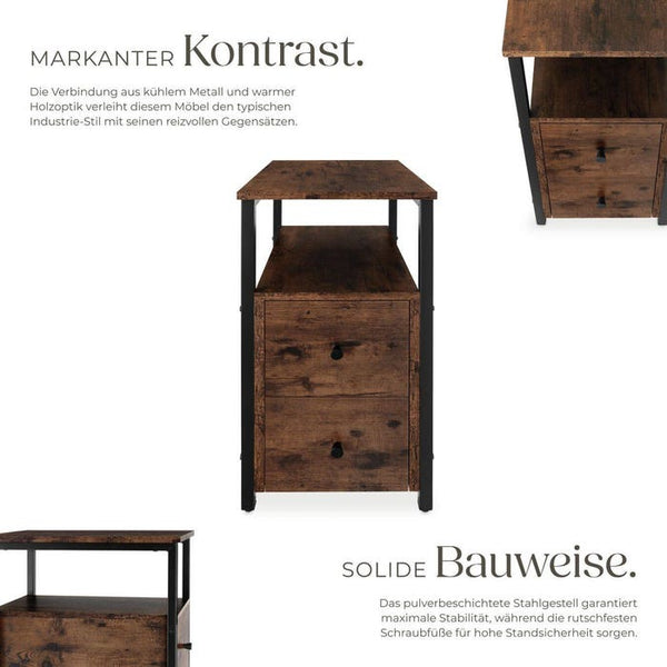 Nachttisch Tullamore Industrial Holz dunkel, rustikal
