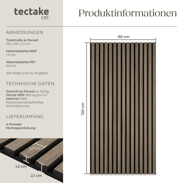 Sonic Wall Holzoptik in Eiche dunkel 4er Set Eiche dunkel 4er Set