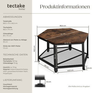 Couchtisch Norwich Industrial Holz dunkel, rustikal