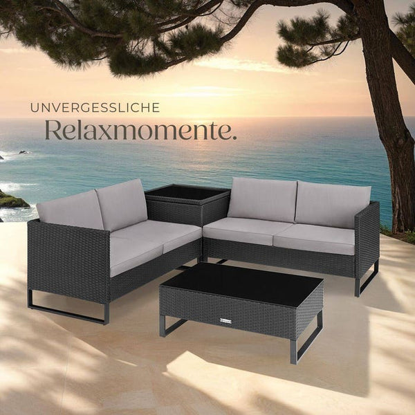 Rattan Lounge Ostuni schwarz