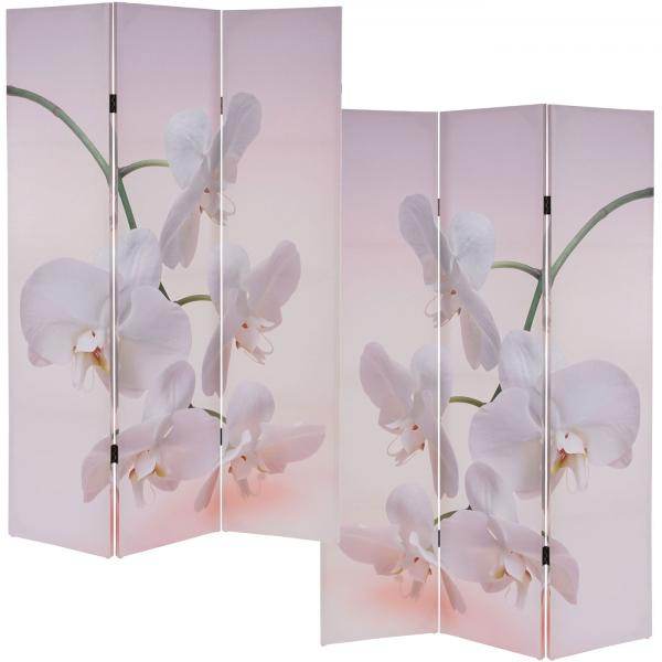 Foto-Paravent T233, Paravent Trennwand FSC-zertifiziert 180x120cm ~ Orchidee
