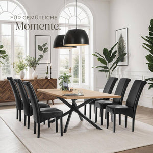 2 chaises de salle à manger avec assise ergonomique, noires