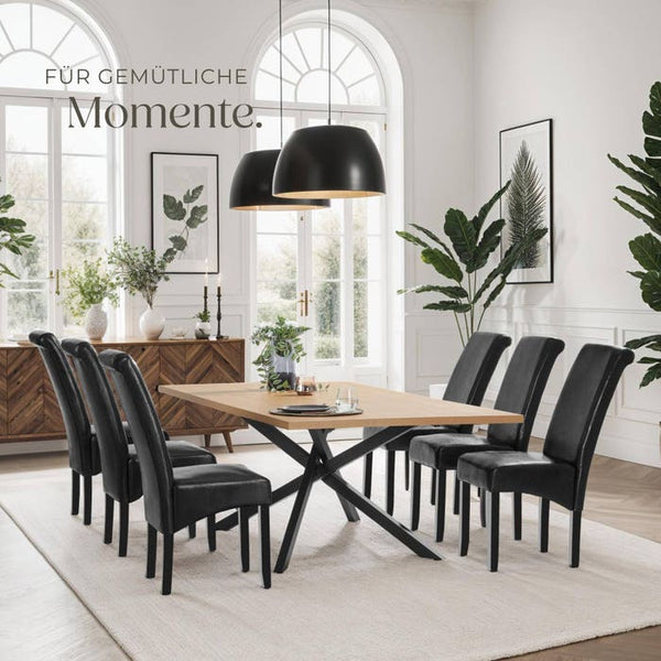 2 chaises de salle à manger avec assise ergonomique, noires