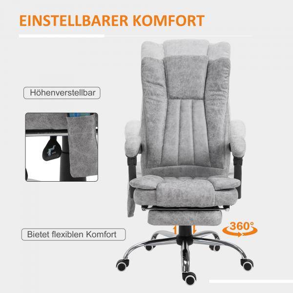 Bürostuhl Massagesessel Heizfunktion Liegefunktion Fussstütze Grau