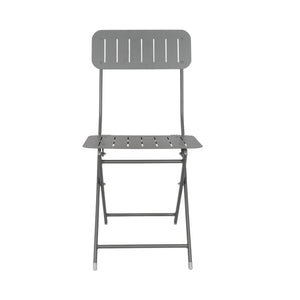 CONTINI Gartentisch Rund mit 2 Stühlen Metall anthrazit