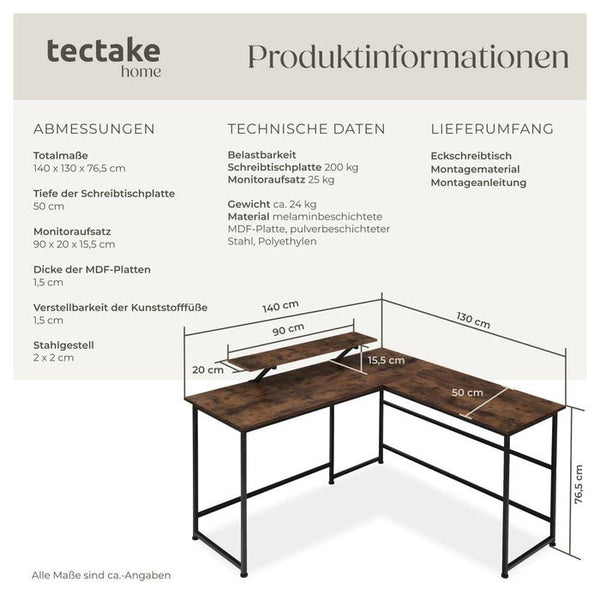 Schreibtisch Melrose Industrial Holz dunkel, rustikal