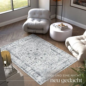 Vintage Teppich Aliya Kurzflor waschbar grau 160 x 230 cm