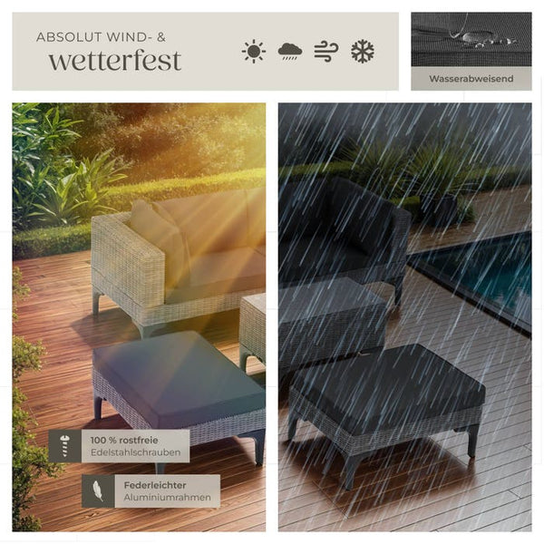 Rattan Lounge mit Aluminiumgestell Bellaria grau