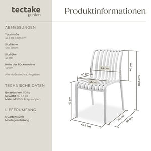 Gartenstühle Alcudia creme 6er Set