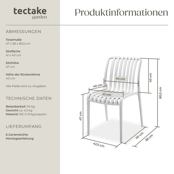 Gartenstühle Alcudia creme 6er Set