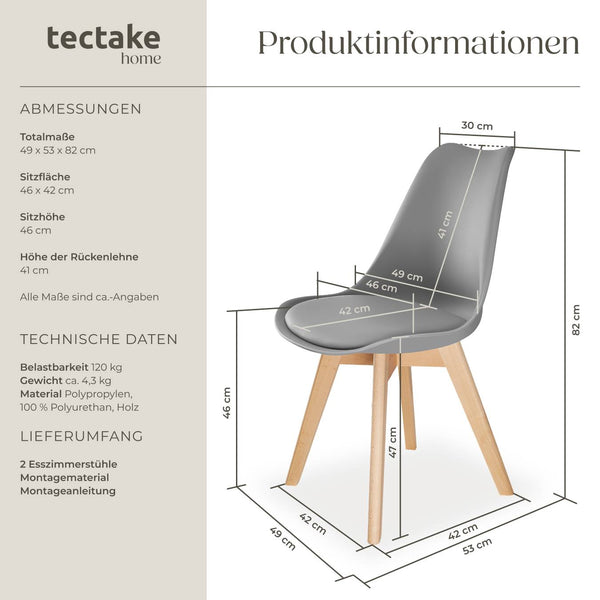 Set Esszimmerstuhl Frederikke grau 4er Set
