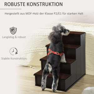 Katzentreppe Haustiertreppe mit Teppich Hundetreppe Dunkelbraun