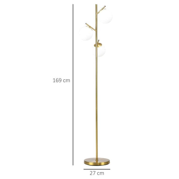Stehleuchte 3 Lampenschirmen Gold