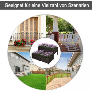 Hochbeet, 4-teiliger Pflanzkasten mit Abflusslöchern, Blumenkasten