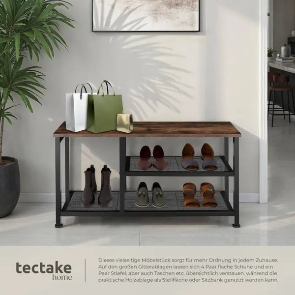 Schuhregal Taunton Industrial Holz dunkel, rustikal 80 x 30 x 45,5 cm