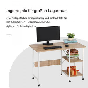 Klapptisch Tisch Schreibtisch Bürotisch mit Rollen Computertisch Mobil MDF Natur
